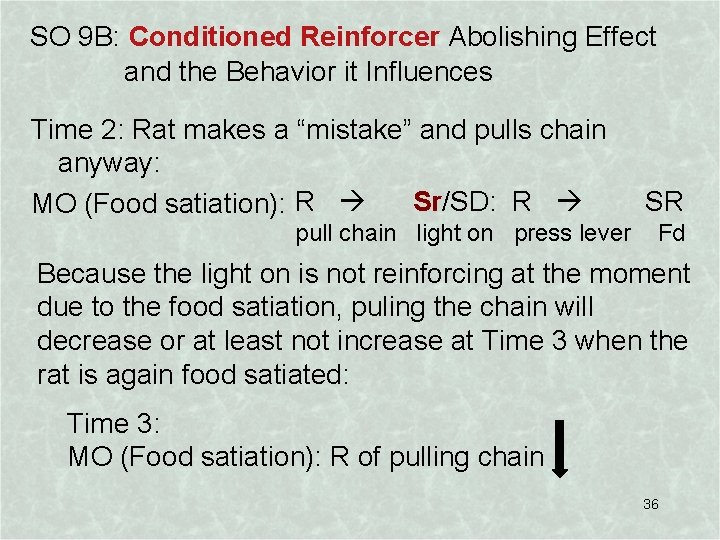 SO 9 B: Conditioned Reinforcer Abolishing Effect and the Behavior it Influences Time 2: