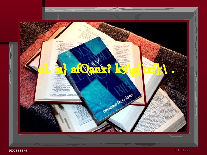 o. L ; a} af. Oanx? k 9g[xf]; . © 2004 TBBMI 8. 0.