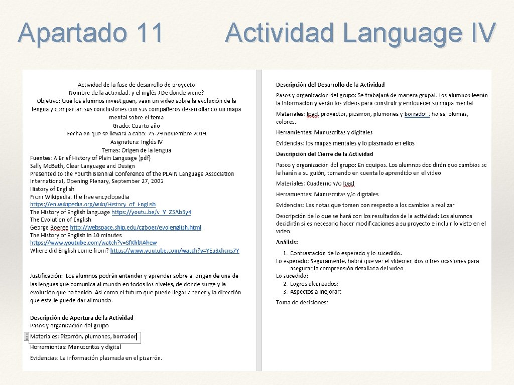 Apartado 11 Actividad Language IV 