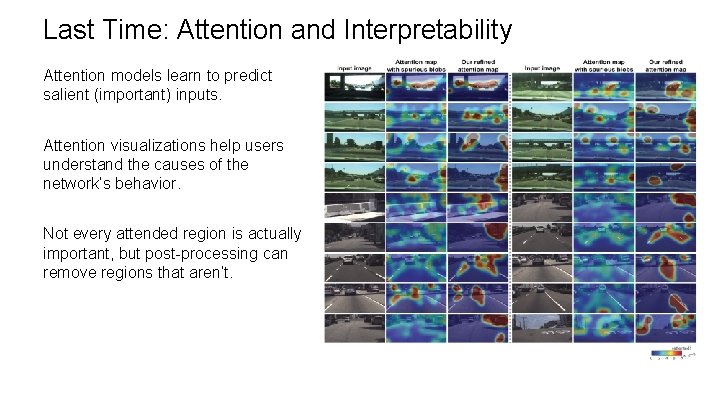 Last Time: Attention and Interpretability Attention models learn to predict salient (important) inputs. Attention