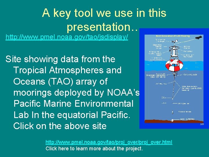 A key tool we use in this presentation… http: //www. pmel. noaa. gov/tao/jsdisplay/ Site A key tool we use in this presentation… http: //www. pmel. noaa. gov/tao/jsdisplay/ Site