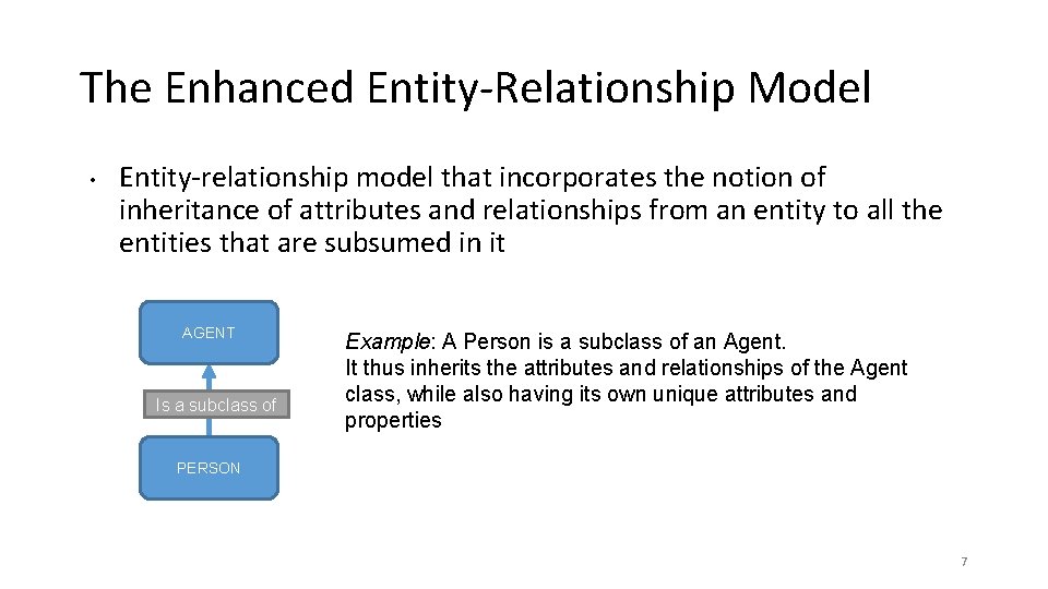 The Enhanced Entity-Relationship Model • Entity-relationship model that incorporates the notion of inheritance of The Enhanced Entity-Relationship Model • Entity-relationship model that incorporates the notion of inheritance of