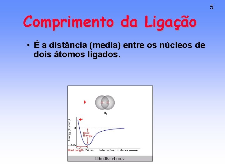 Comprimento da Ligação • É a distância (media) entre os núcleos de dois átomos