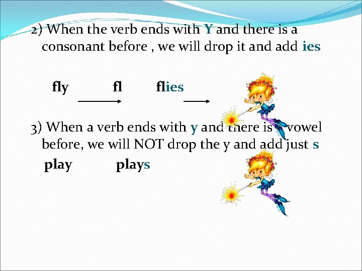 2) When the verb ends with Y and there is a consonant before ,