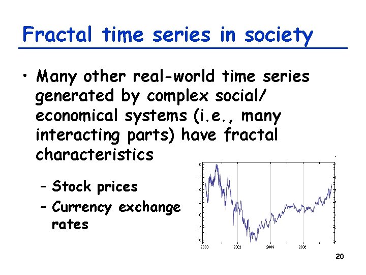 Fractal time series in society • Many other real-world time series generated by complex