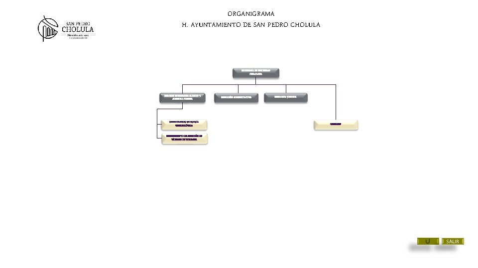 ORGANIGRAMA H. AYUNTAMIENTO DE SAN PEDRO CHOLULA SECRETARÍA DE SEGURIDAD CIUDADANA DIRECCIÓN DE PREVENCIÓN ORGANIGRAMA H. AYUNTAMIENTO DE SAN PEDRO CHOLULA SECRETARÍA DE SEGURIDAD CIUDADANA DIRECCIÓN DE PREVENCIÓN