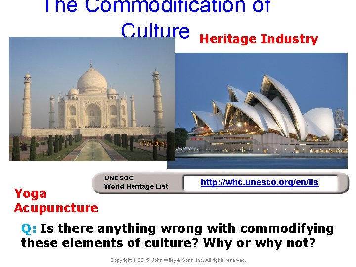 The Commodification of Culture Heritage Industry Yoga Acupuncture UNESCO World Heritage List http: //whc.