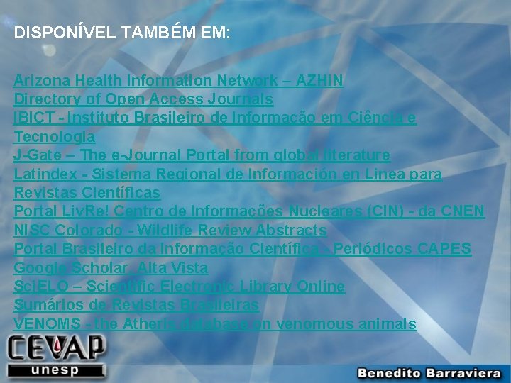 DISPONÍVEL TAMBÉM EM: Arizona Health Information Network – AZHIN Directory of Open Access Journals