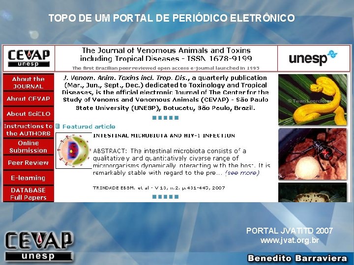 TOPO DE UM PORTAL DE PERIÓDICO ELETRÔNICO PORTAL JVATi. TD 2007 www. jvat. org.