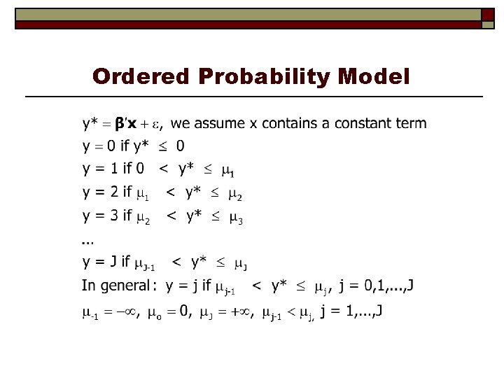 Ordered Probability Model 