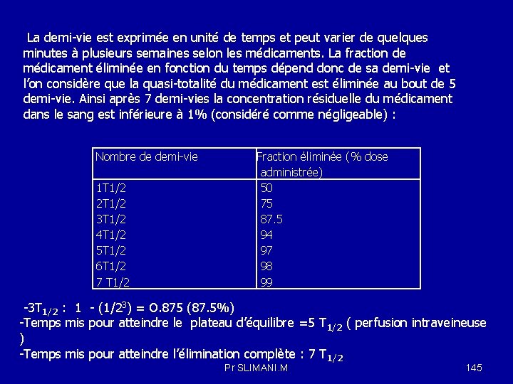 La demi-vie est exprimée en unité de temps et peut varier de quelques minutes