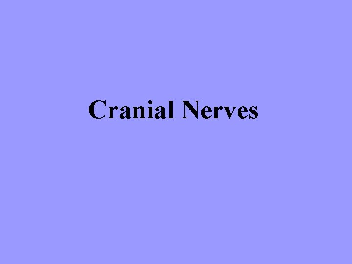 Cranial Nerves 