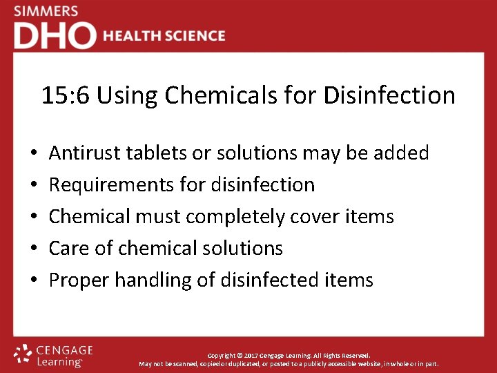 15: 6 Using Chemicals for Disinfection • • • Antirust tablets or solutions may