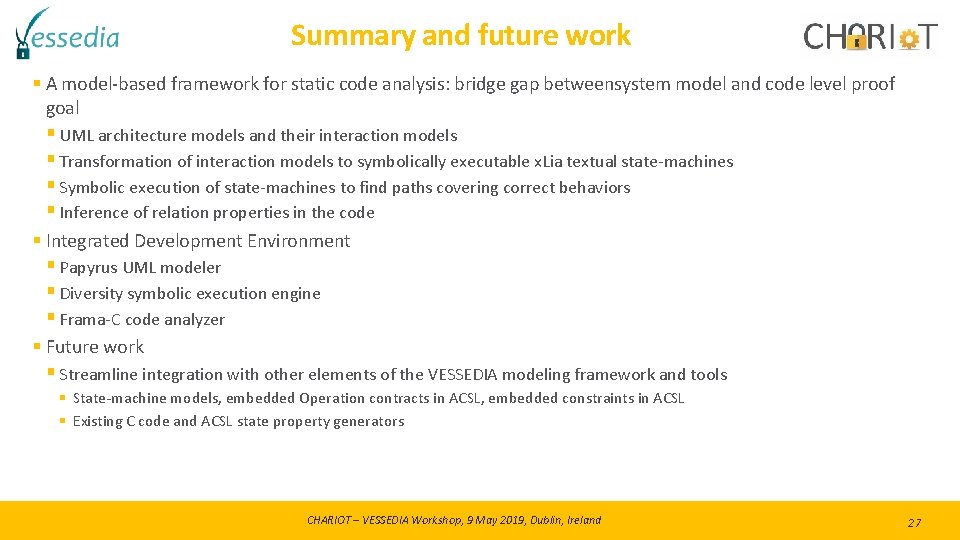 Summary and future work § A model-based framework for static code analysis: bridge gap Summary and future work § A model-based framework for static code analysis: bridge gap