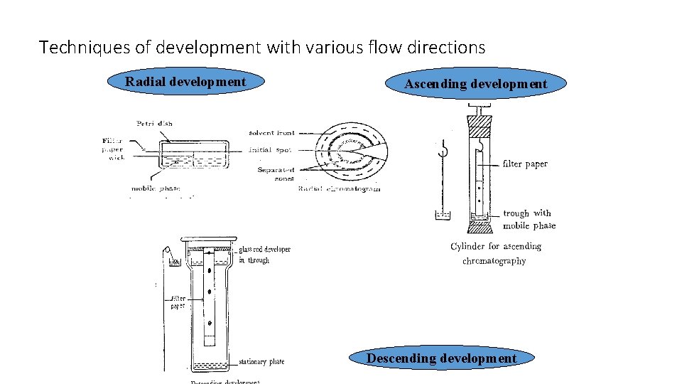 Techniques of development with various flow directions Radial development Ascending development Descending development 