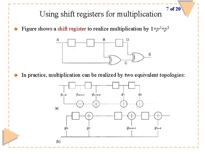 Using shift registers for multiplication 7 of 20 u Figure shows a shift register