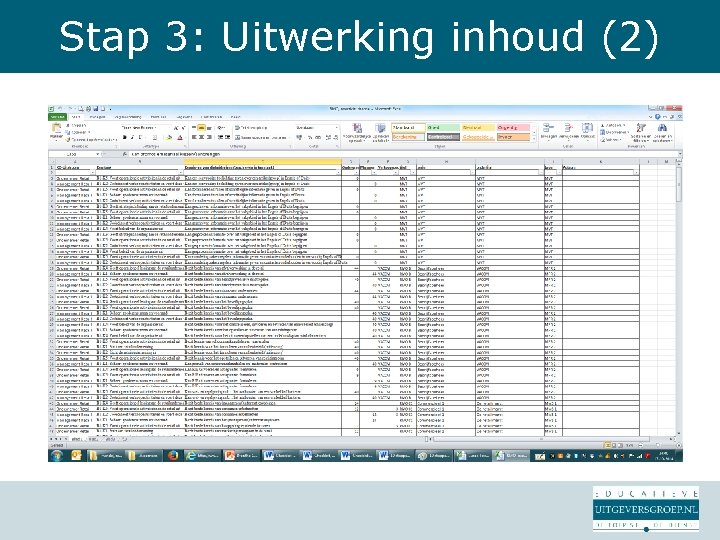 Stap 3: Uitwerking inhoud (2) 