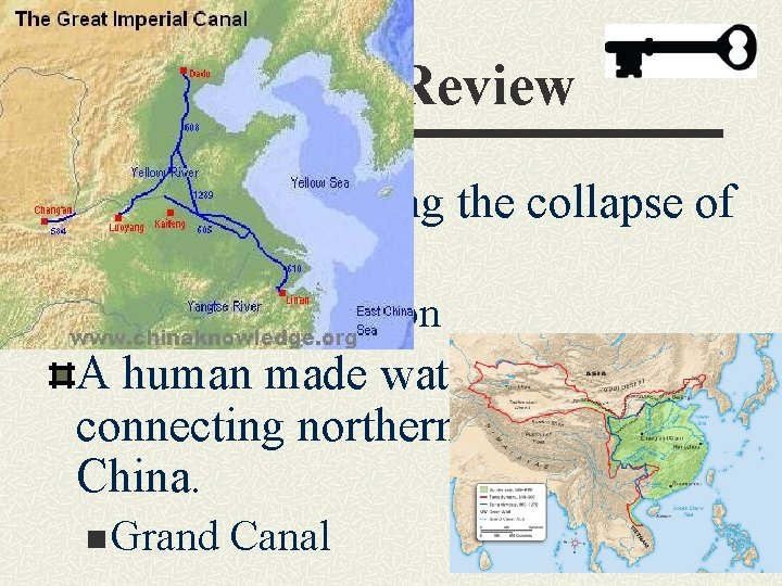 Key Terms Review The time following the collapse of the Han Dynasty. n Period