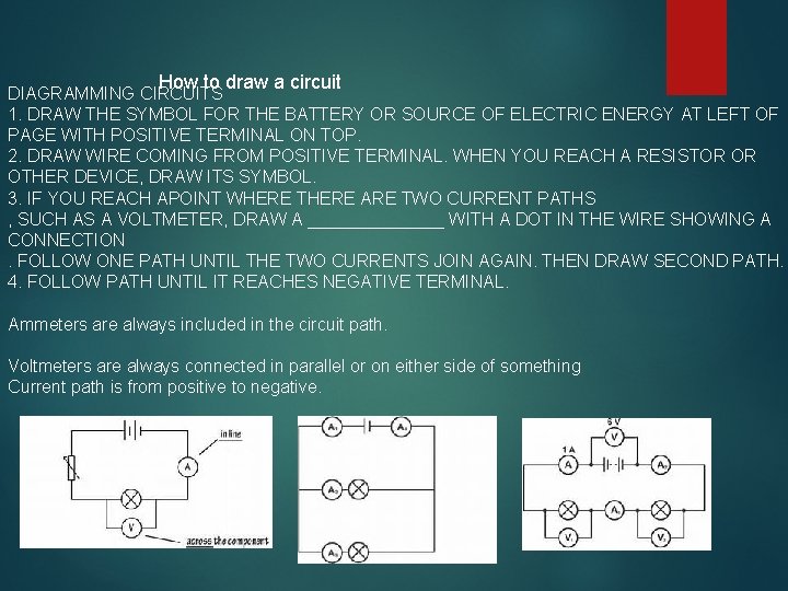 How to draw a circuit DIAGRAMMING CIRCUITS 1. DRAW THE SYMBOL FOR THE BATTERY