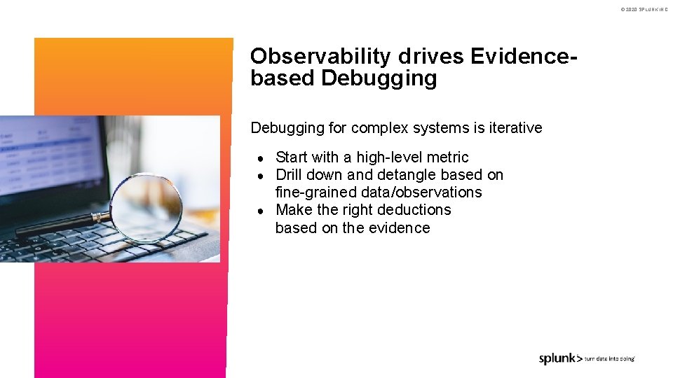 © 2020 SPLUNK INC. Observability drives Evidencebased Debugging for complex systems is iterative Start