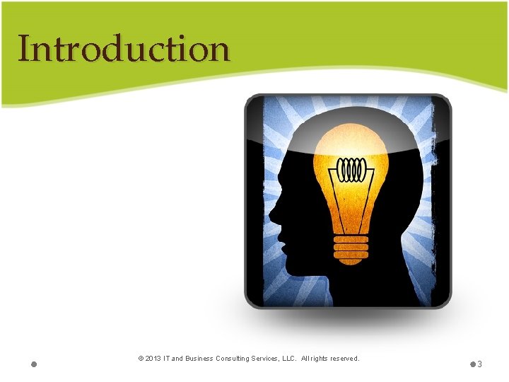 Introduction © 2013 IT and Business Consulting Services, LLC. All rights reserved. 3 