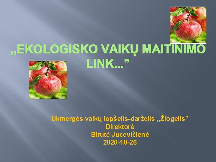 , , EKOLOGIŠKO VAIKŲ MAITINIMO LINK. . . ” Ukmergės vaikų lopšelis-darželis , ,