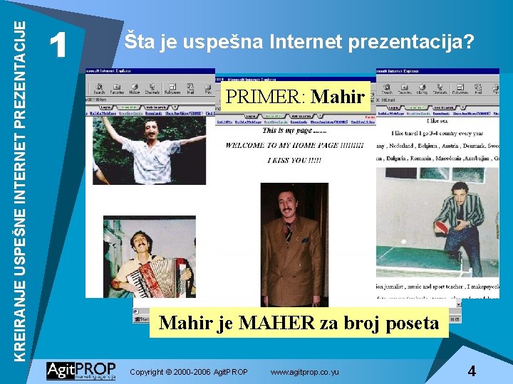 KREIRANJE USPEŠNE INTERNET PREZENTACIJE 1 Šta je uspešna Internet prezentacija? PRIMER: Mahir je MAHER