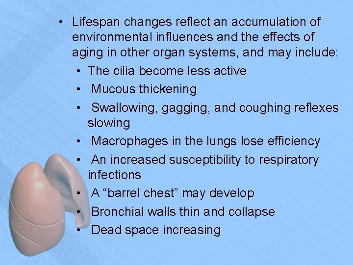  • Lifespan changes reflect an accumulation of environmental influences and the effects of