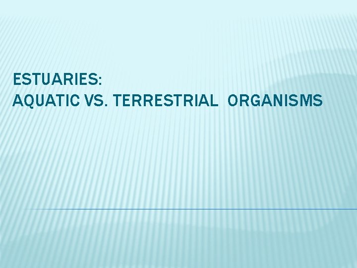 ESTUARIES: AQUATIC VS. TERRESTRIAL ORGANISMS 