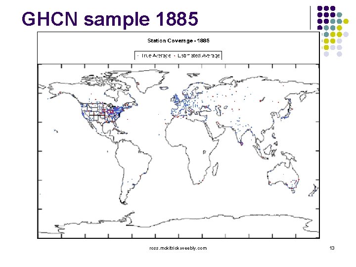 GHCN sample 1885 l Locations of weather stations ross. mckitrick. weebly. com 13 