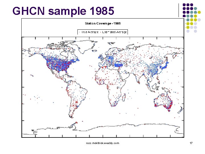GHCN sample 1985 l Locations of weather stations ross. mckitrick. weebly. com 17 