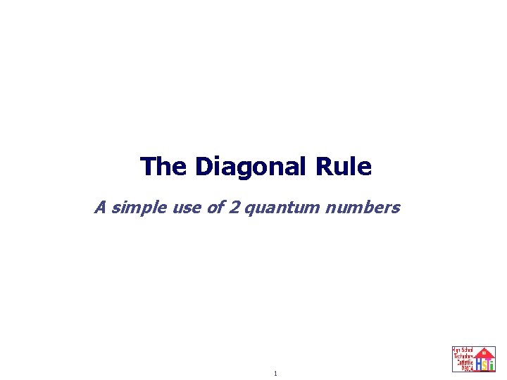 diagonal rule The Diagonal Rule A simple use of 2 quantum numbers 1 