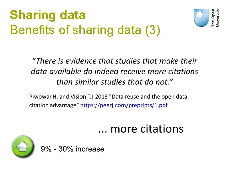 Sharing data Benefits of sharing data (3) 