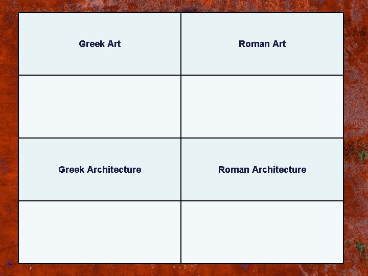 Greek Art Roman Art Greek Architecture Roman Architecture 