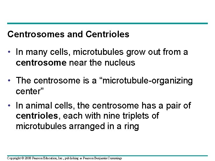 Centrosomes and Centrioles • In many cells, microtubules grow out from a centrosome near Centrosomes and Centrioles • In many cells, microtubules grow out from a centrosome near