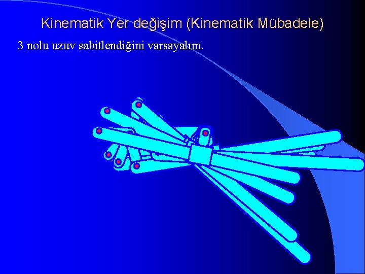 Kinematik Yer değişim (Kinematik Mübadele) 3 nolu uzuv sabitlendiğini varsayalım. 