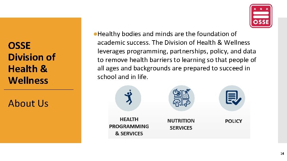 OSSE Division of Health & Wellness ●Healthy bodies and minds are the foundation of