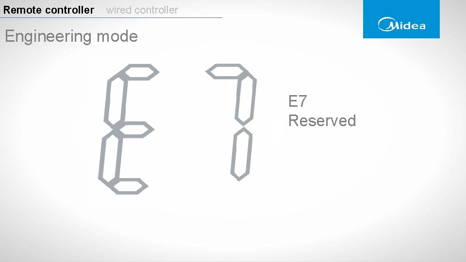 Remote controller wired controller Engineering mode E 7 Reserved Remote controller wired controller Engineering mode E 7 Reserved
