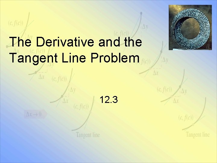 The Derivative and the Tangent Line Problem 12. 3 