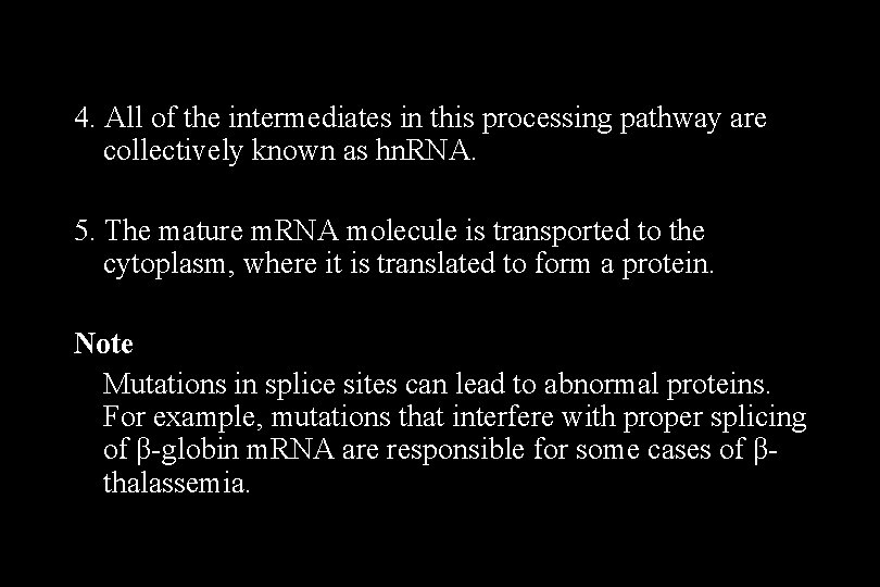 4. All of the intermediates in this processing pathway are collectively known as hn. 4. All of the intermediates in this processing pathway are collectively known as hn.