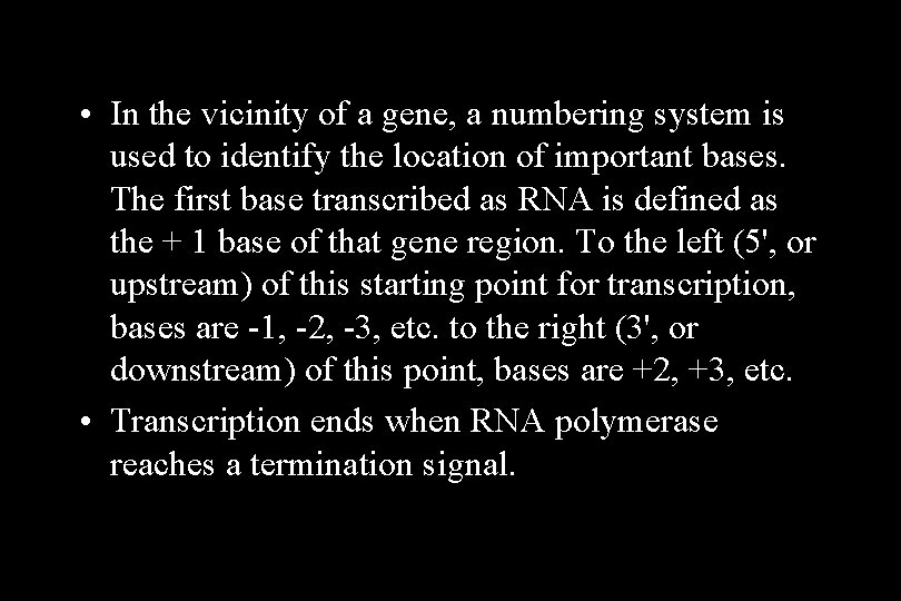 • In the vicinity of a gene, a numbering system is used to • In the vicinity of a gene, a numbering system is used to