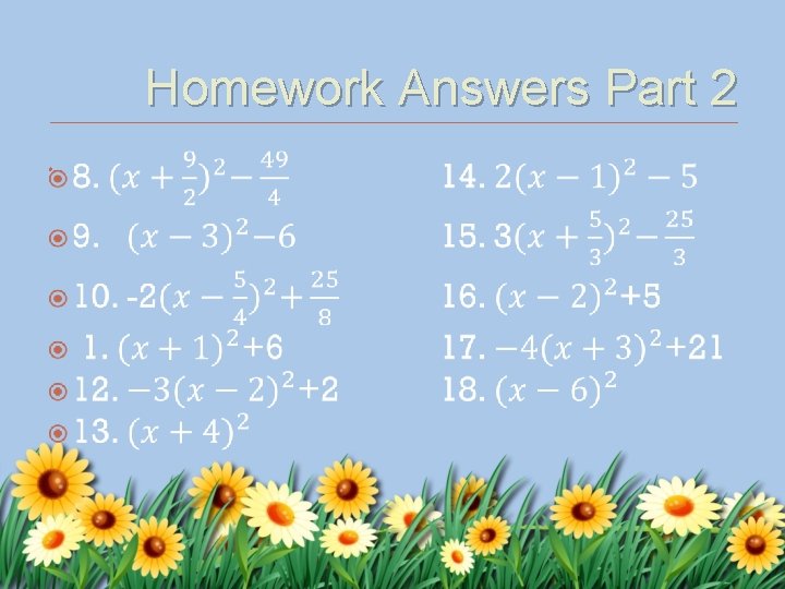 Homework Answers Part 2 