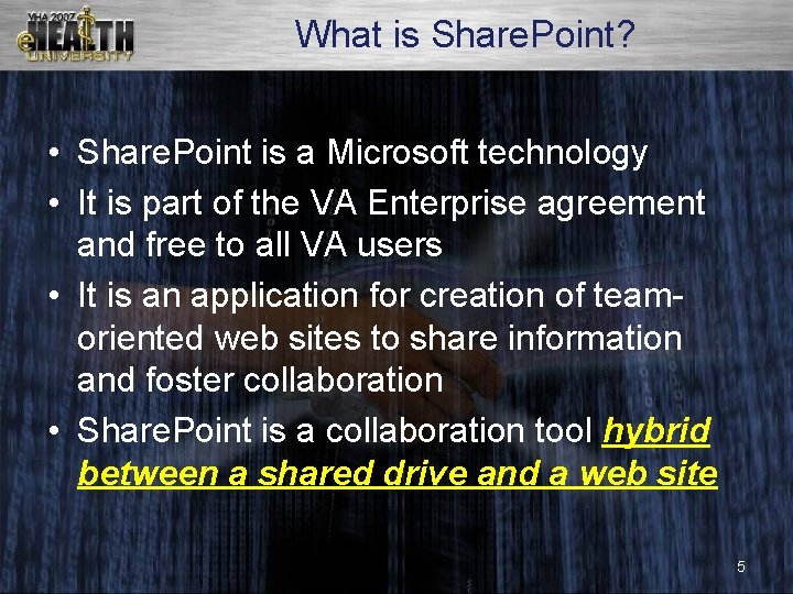 What is Share. Point? • Share. Point is a Microsoft technology • It is