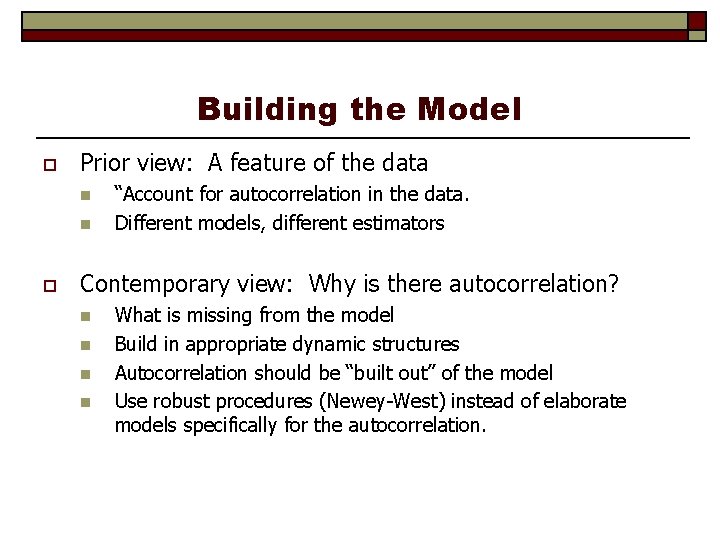 Building the Model o Prior view: A feature of the data n n o