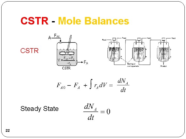 CSTR - Mole Balances CSTR Steady State 22 CSTR - Mole Balances CSTR Steady State 22