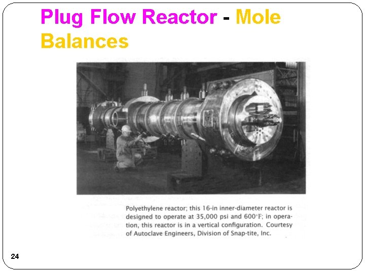 Plug Flow Reactor - Mole Balances 24 Plug Flow Reactor - Mole Balances 24