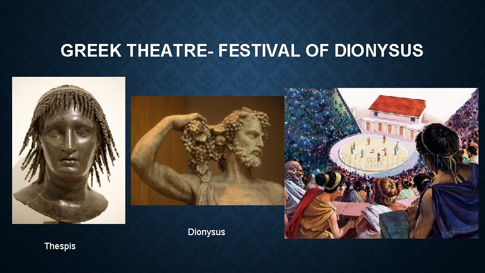 GREEK THEATRE- FESTIVAL OF DIONYSUS Dionysus Thespis 