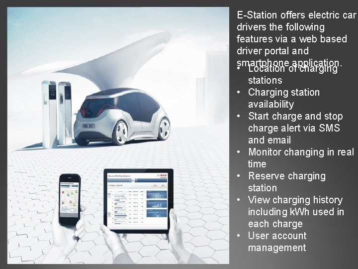 E-Station offers electric car drivers the following features via a web based driver portal