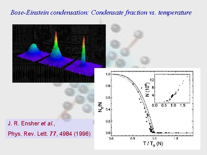 Bose-Einstein condensation: Condensate fraction vs. temperature J. R. Ensher et al. , Phys. Rev.