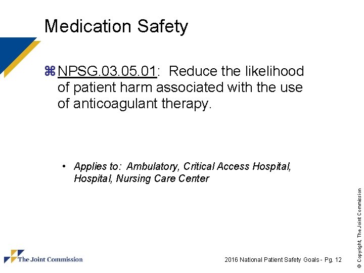 Medication Safety z NPSG. 03. 05. 01: Reduce the likelihood of patient harm associated